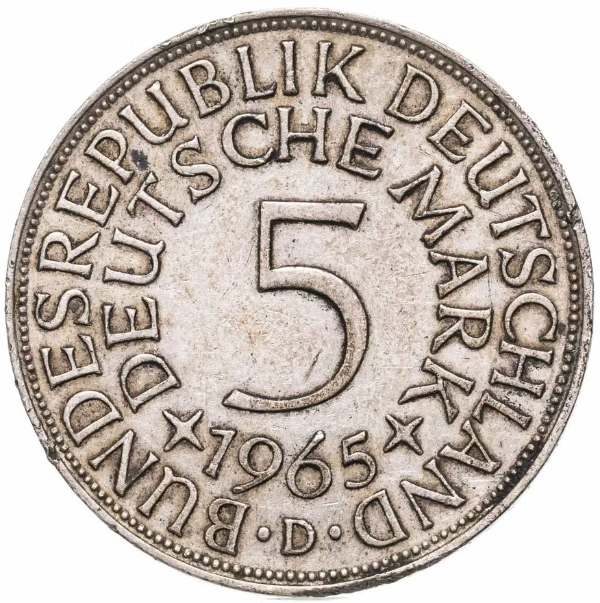 Германия 5 марок 1965 "D"