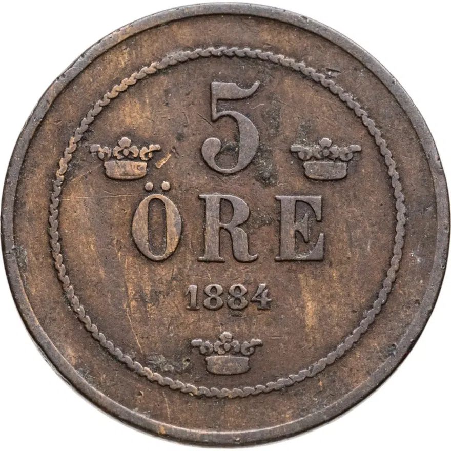 Швеция 5 эре (ore) 1884