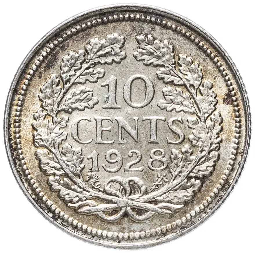 Нидерланды 10 центов (cents) 1928, реверс