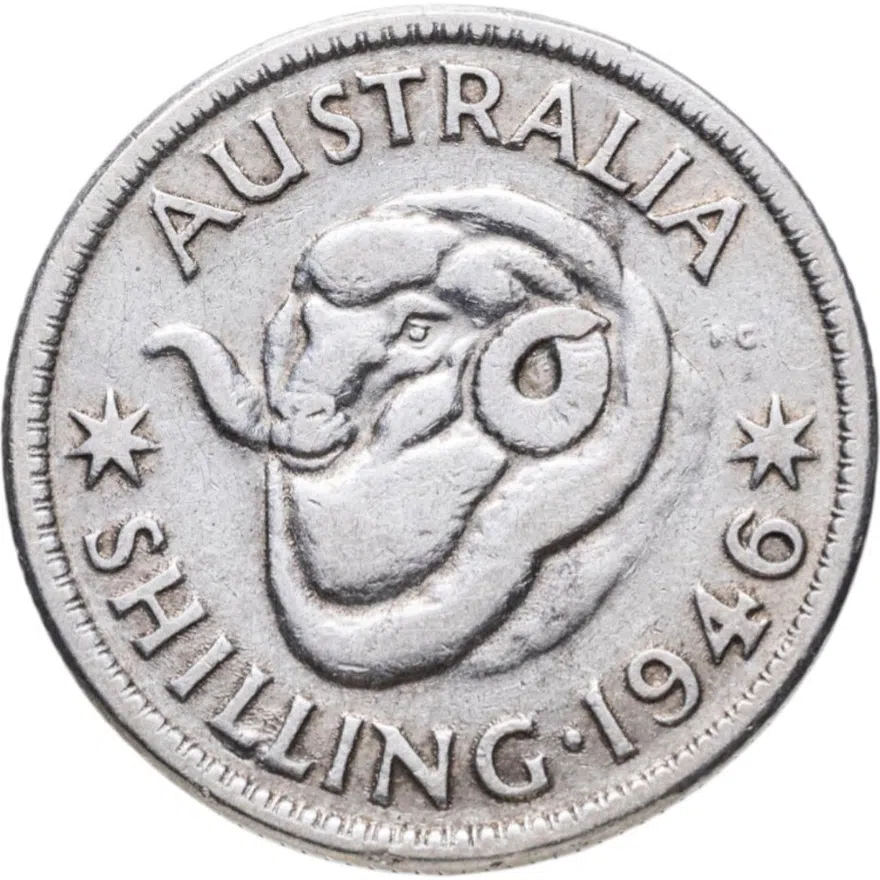 Австралия 1 шиллинг (shilling) 1946   Точка после "SHILLING" (МД Перта), аверс