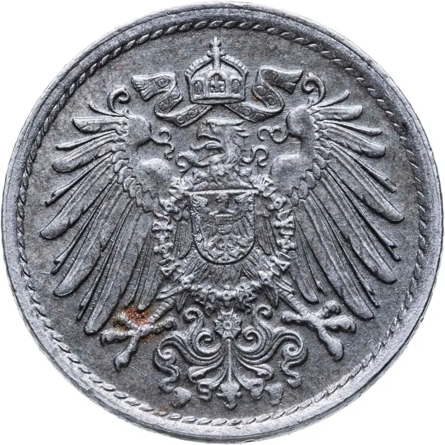 Германия 5 пфеннигов (pfennig) 1922 F  знак монетного двора: "F" - Штутгарт, реверс