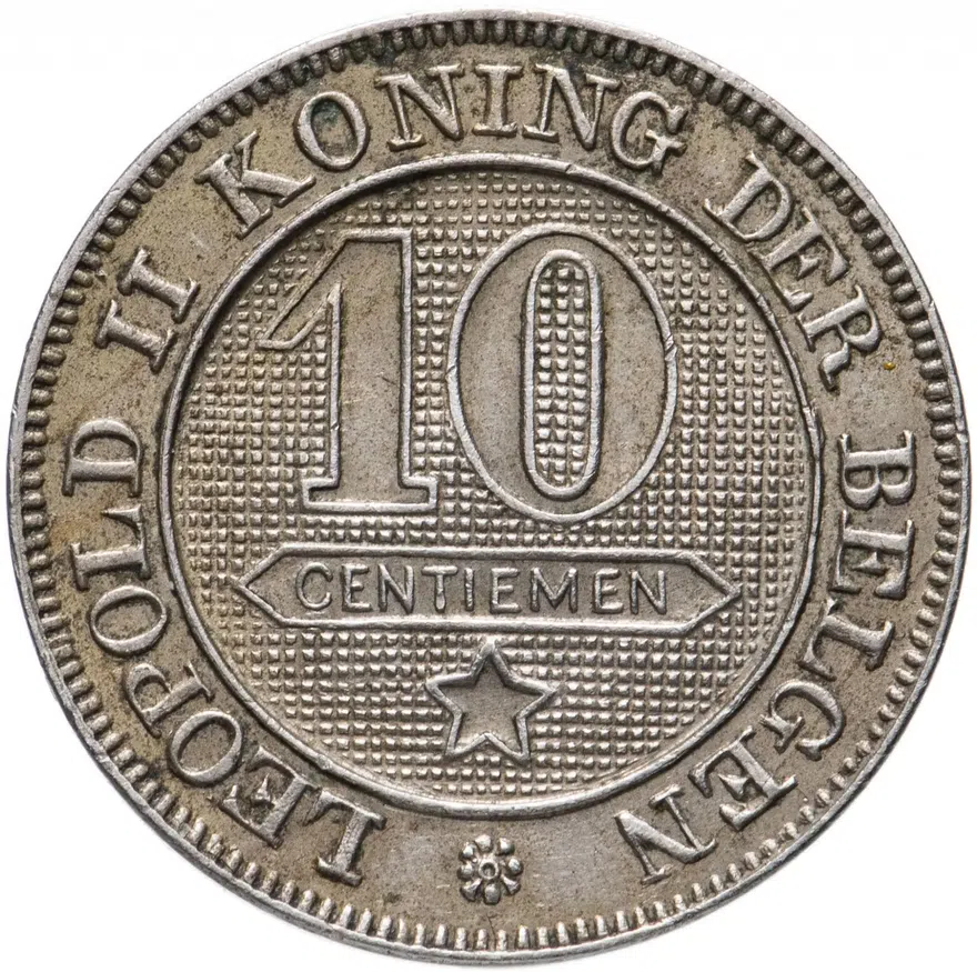 Бельгия 10 сантимов (centimes) 1895 Надпись на голландском - 'DER BELGEN'