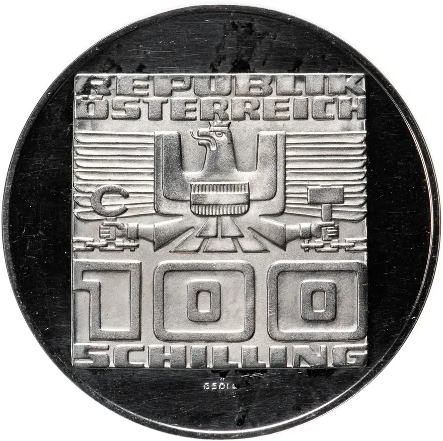 Австрия 100 шиллингов (shillings) 1976   "1000 лет Каринтии", реверс