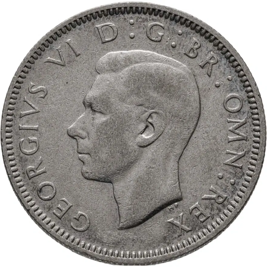 Великобритания 1 шиллинг (shilling) 1943  Шотландский шиллинг - лев, сидящий на короне, реверс