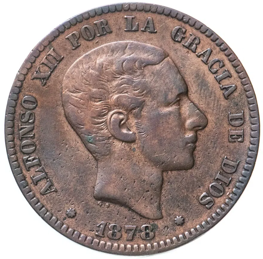 Испания 10 сентимо (centimos) 1878, аверс