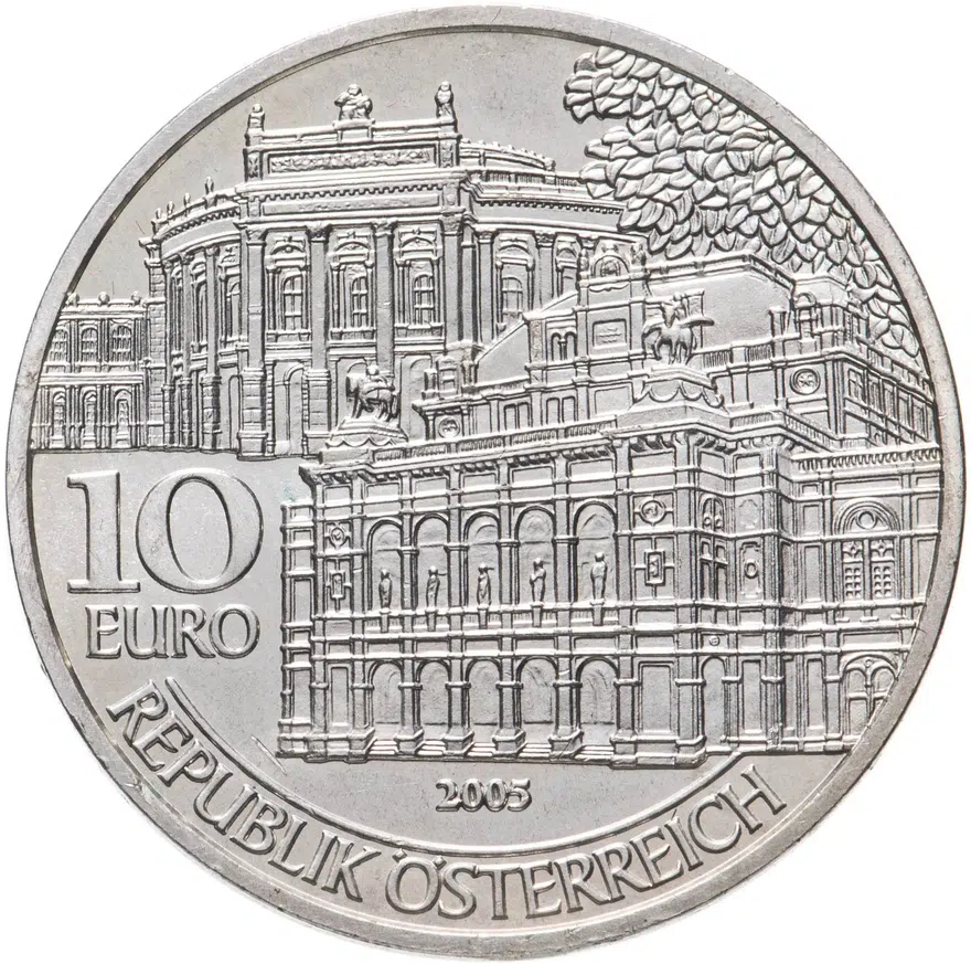 Австрия 10 евро (euro) 2005  Бургтеатер, реверс