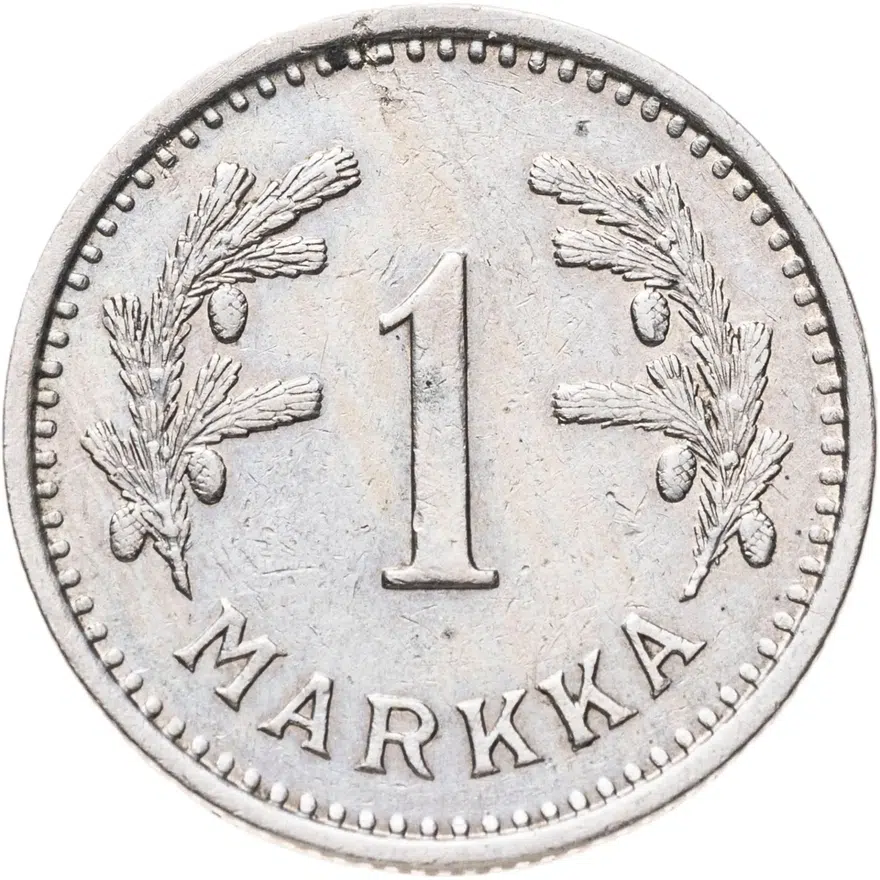 Финляндия 1 марка (markka) 1939, реверс