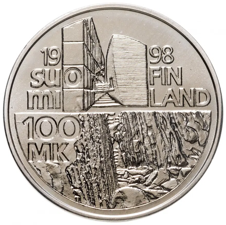 Финляндия 100 марок (markkaa) 1998  100 лет со дня рождения Алвара Аалто, реверс