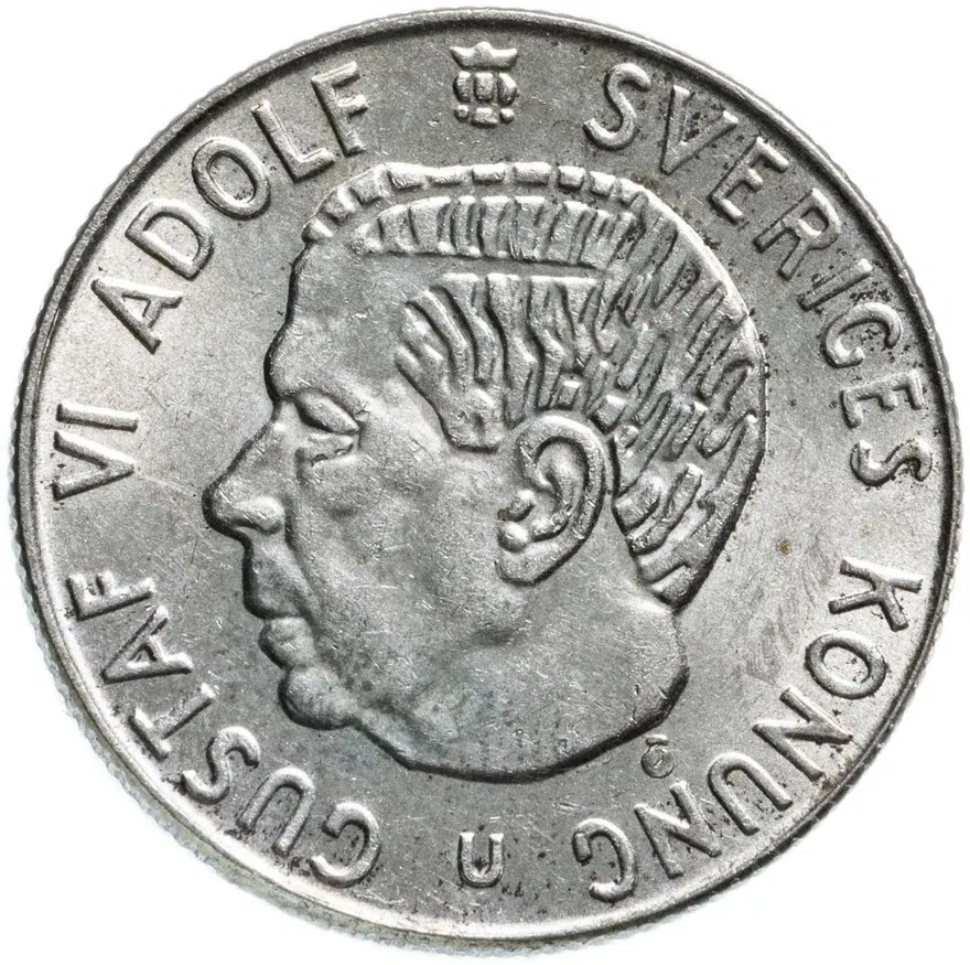 Швеция 1 крона (crown) 1965, аверс