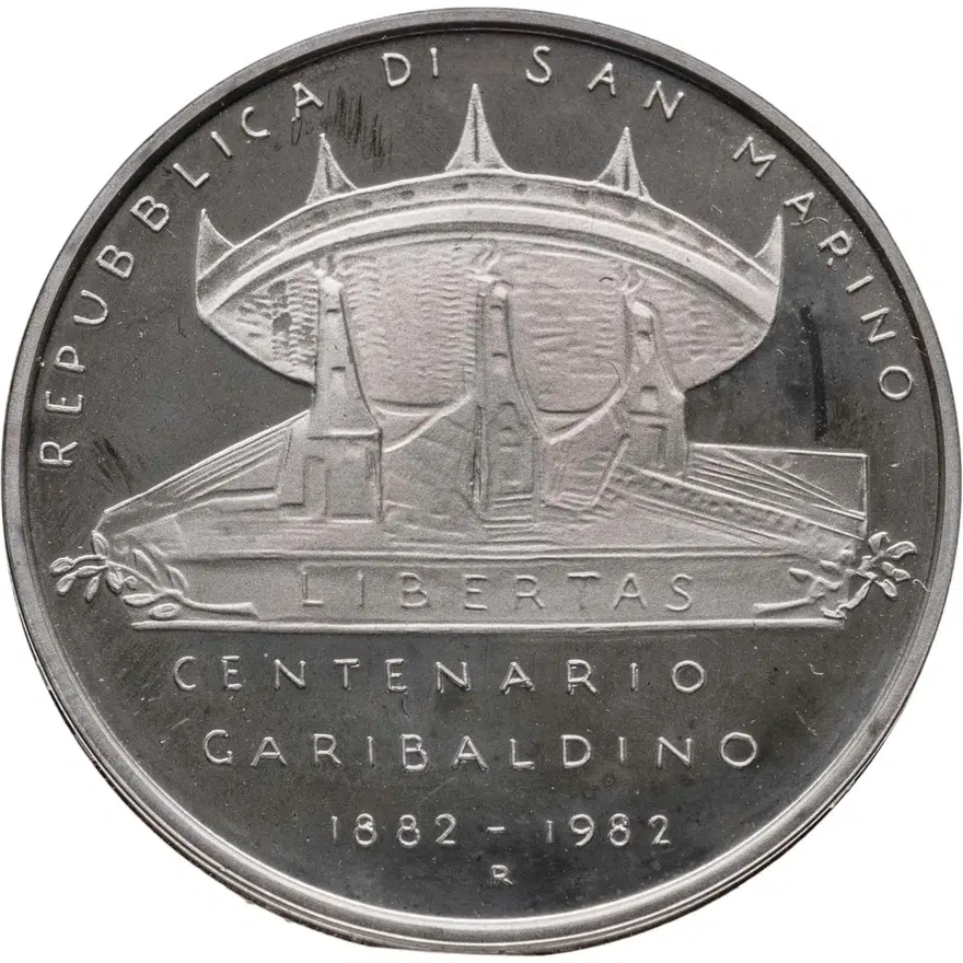 Сан-Марино 500 лир (lire) 1982  100 лет со дня смерти Джузеппе Гарибальди