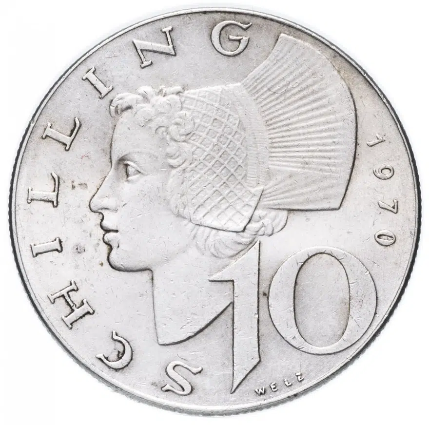 Австрия 10 шиллингов (shillings) 1970