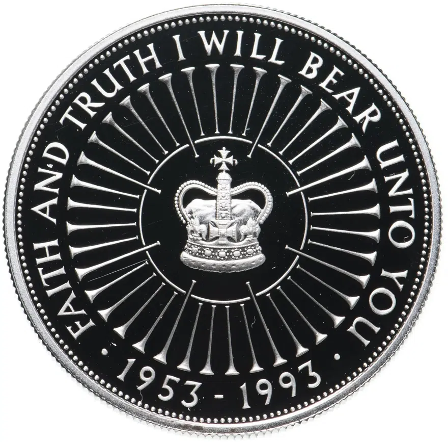Великобритания 5 фунтов (pounds) 1993  40 лет правления Елизаветы II