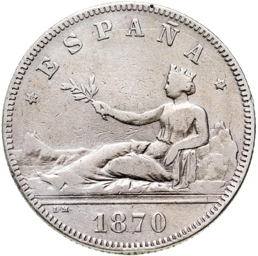 Испания 2 песеты (pesetas) 1870