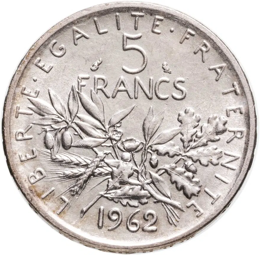 Франция 5 франков (francs) 1962