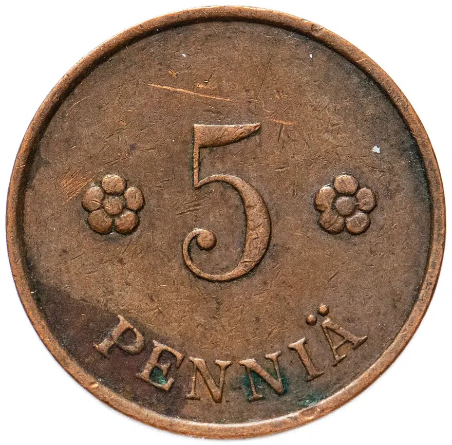 Финляндия 5 пенни (pennia) 1918-1940, аверс