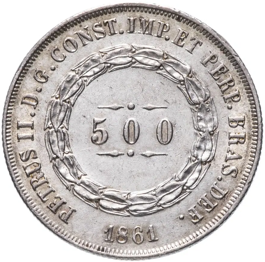 Бразилия 500 рейс (reis) 1861, реверс
