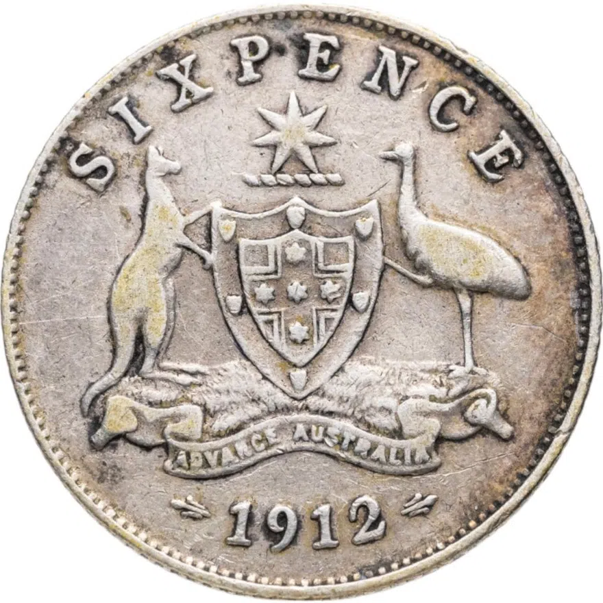Австралия 6 пенсов (sixpence) 1912, аверс