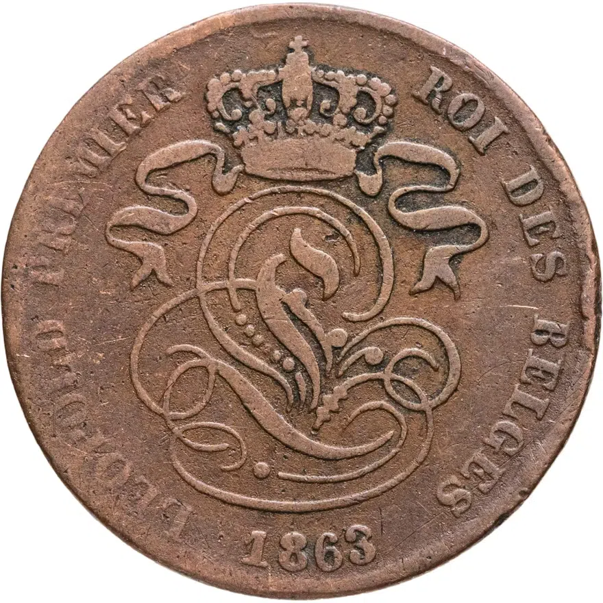 Бельгия 2 сантима (centimes) 1863, реверс