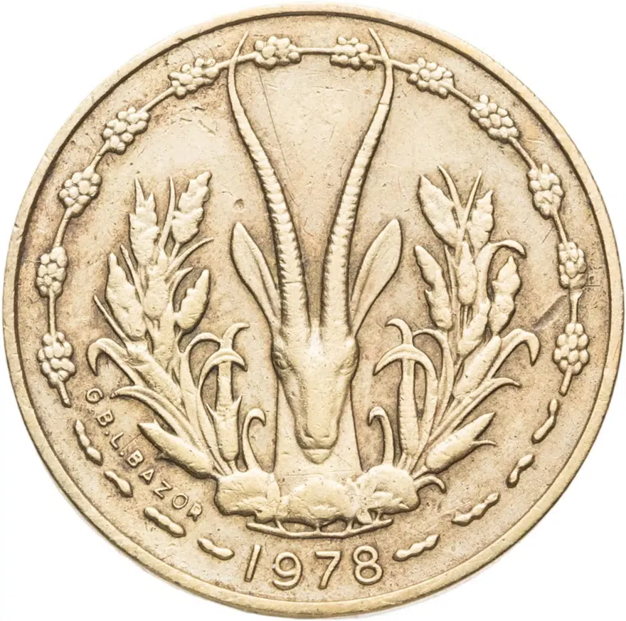 Западная Африка (BCEAO) 5 франков (francs) 1978, реверс