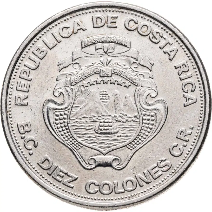 Коста-Рика 10 колонов (colones) 1975  25 лет Центральному Банку, реверс