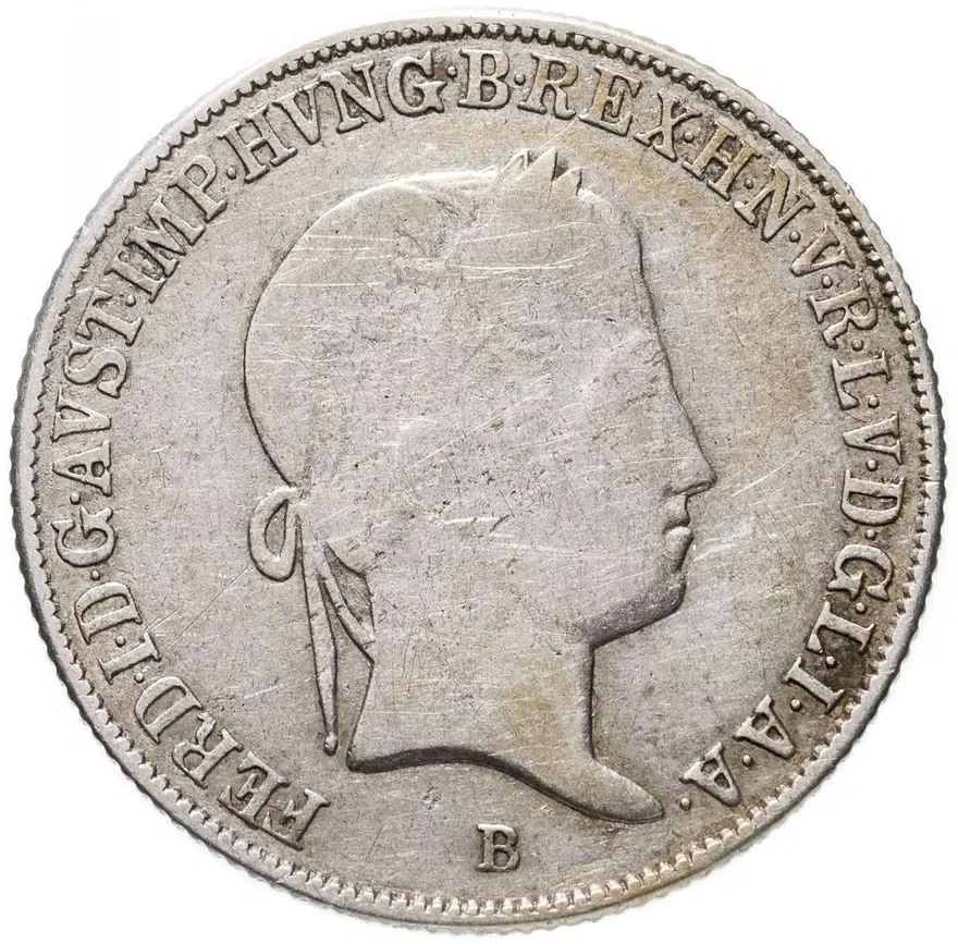 Австрия 20 крейцеров (kreuzer) 1837 B  знак монетного двора "B" - Кремница