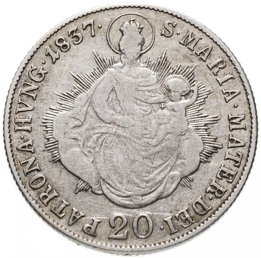 Австрия 20 крейцеров (kreuzer) 1837 B  знак монетного двора "B" - Кремница, реверс