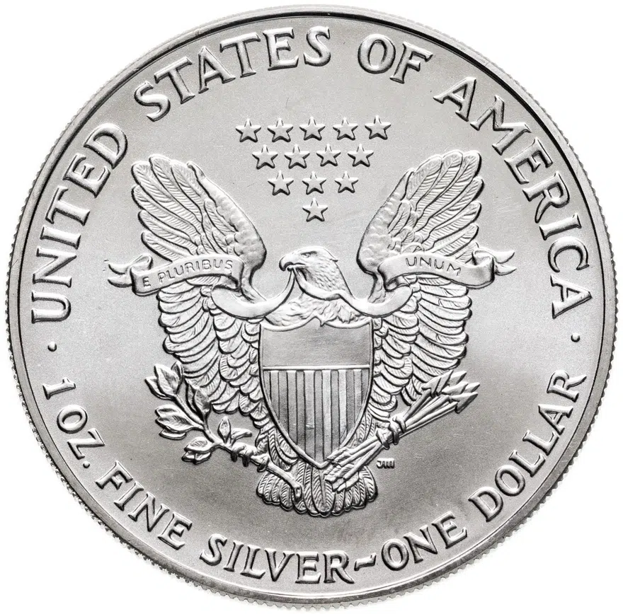 США 1 доллар (dollar) 1992  Американский серебряный орёл Без отметки монетного двора, реверс