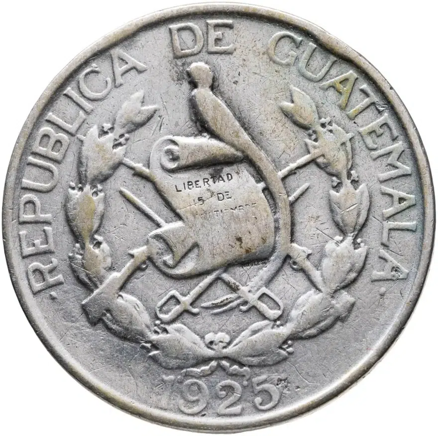 Гватемала 1/4 кетсаля (кетцаля, quetzal) 1925, реверс