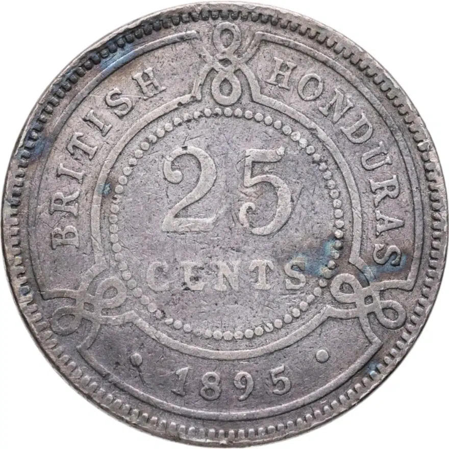 Британский Гондурас 25 центов (cents) 1895, реверс