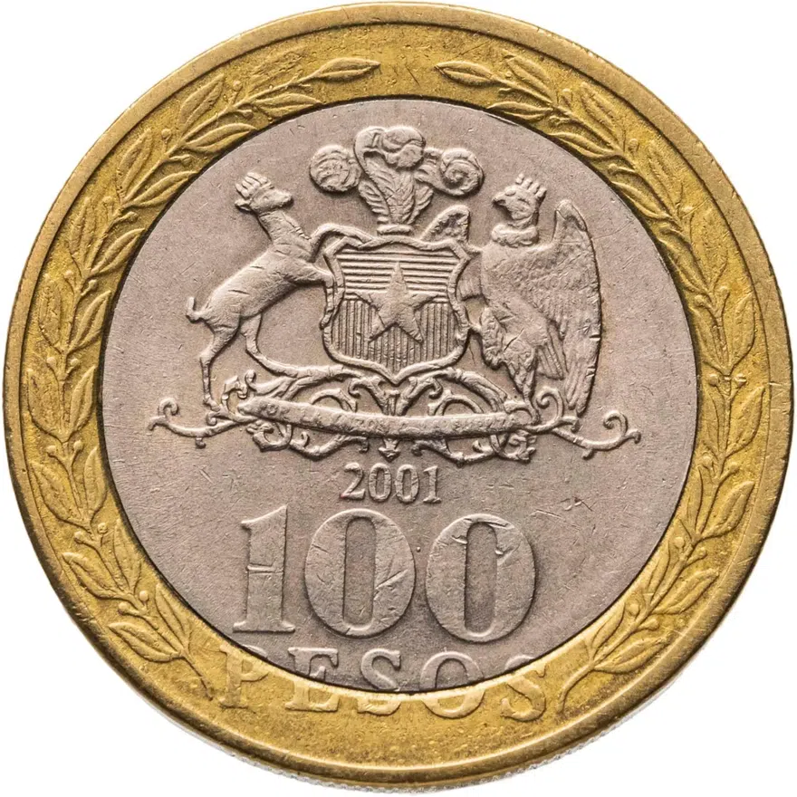 Чили 100 песо (pesos) 2001, реверс