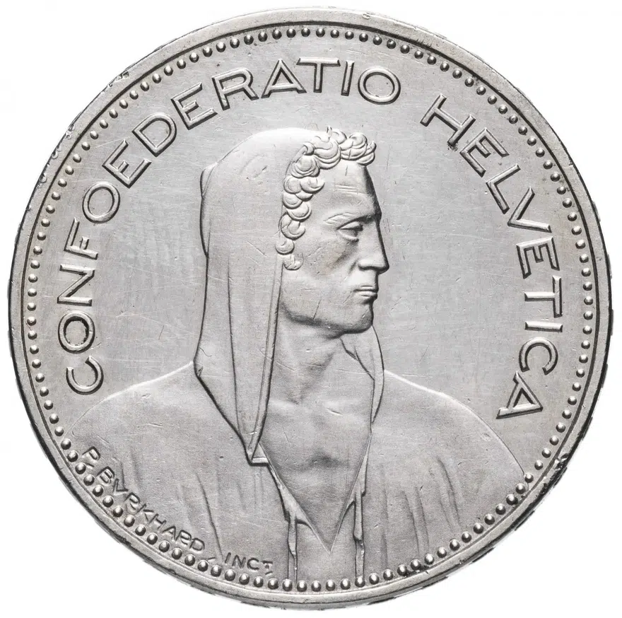 Швейцария 5 франков (francs) 1995, реверс