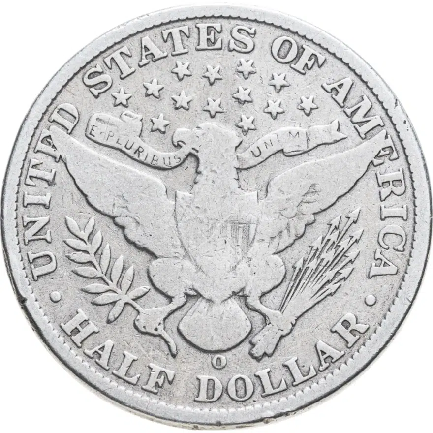США 50 центов (1/2 доллара, half dollar) 1907 O 50 центов Барбера знак монетного двора: "O" - Новый Орлеан, реверс