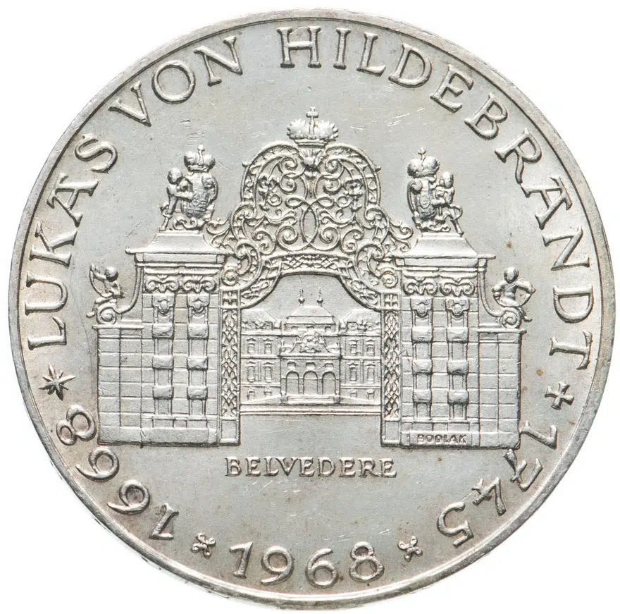 Австрия 25 шиллингов (shillings) 1968 "300 лет со дня рождения Иоганна Лукаса фон Хильдебрандта"