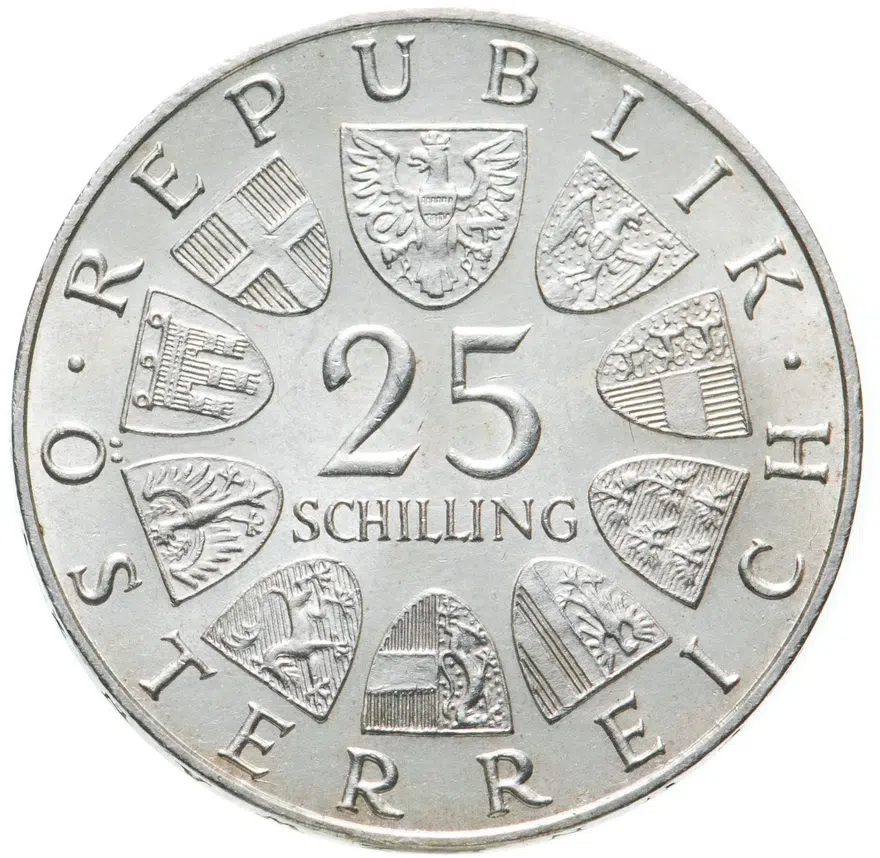 Австрия 25 шиллингов (shillings) 1968 "300 лет со дня рождения Иоганна Лукаса фон Хильдебрандта", реверс