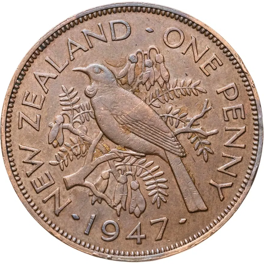 Новая Зеландия 1 пенни 1947, аверс