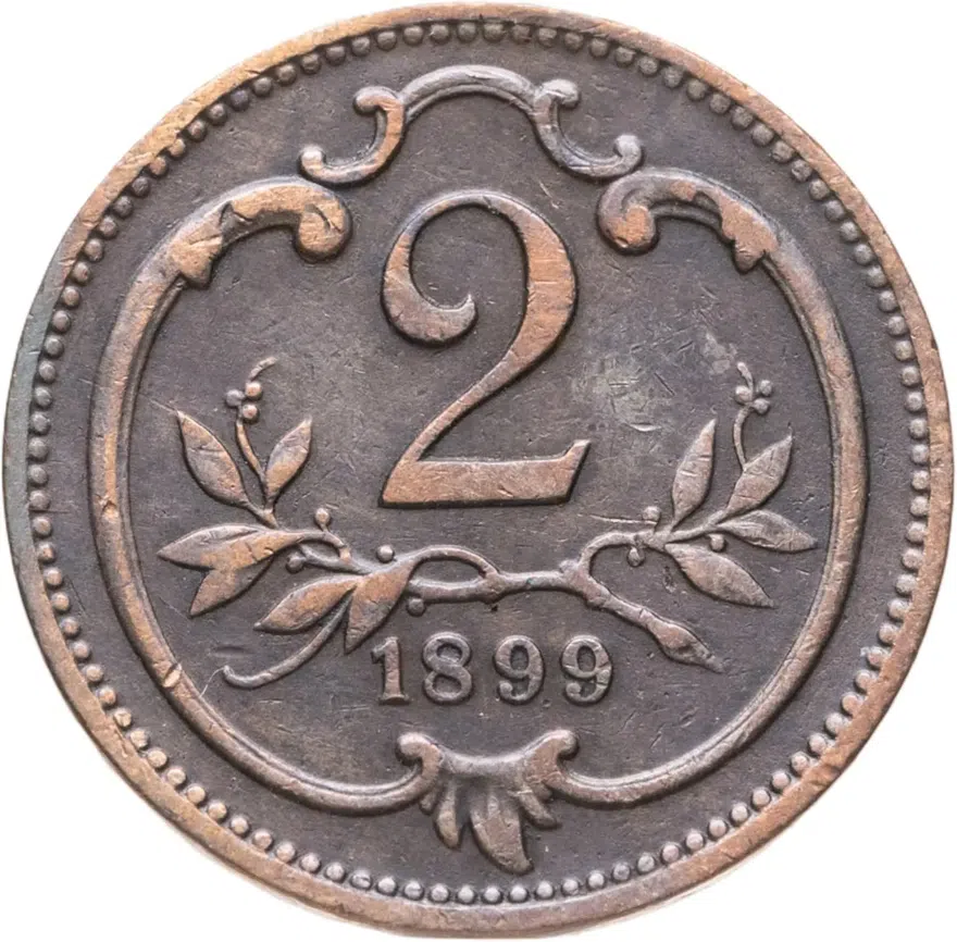 Австрия 2 геллера (heller) 1899, аверс