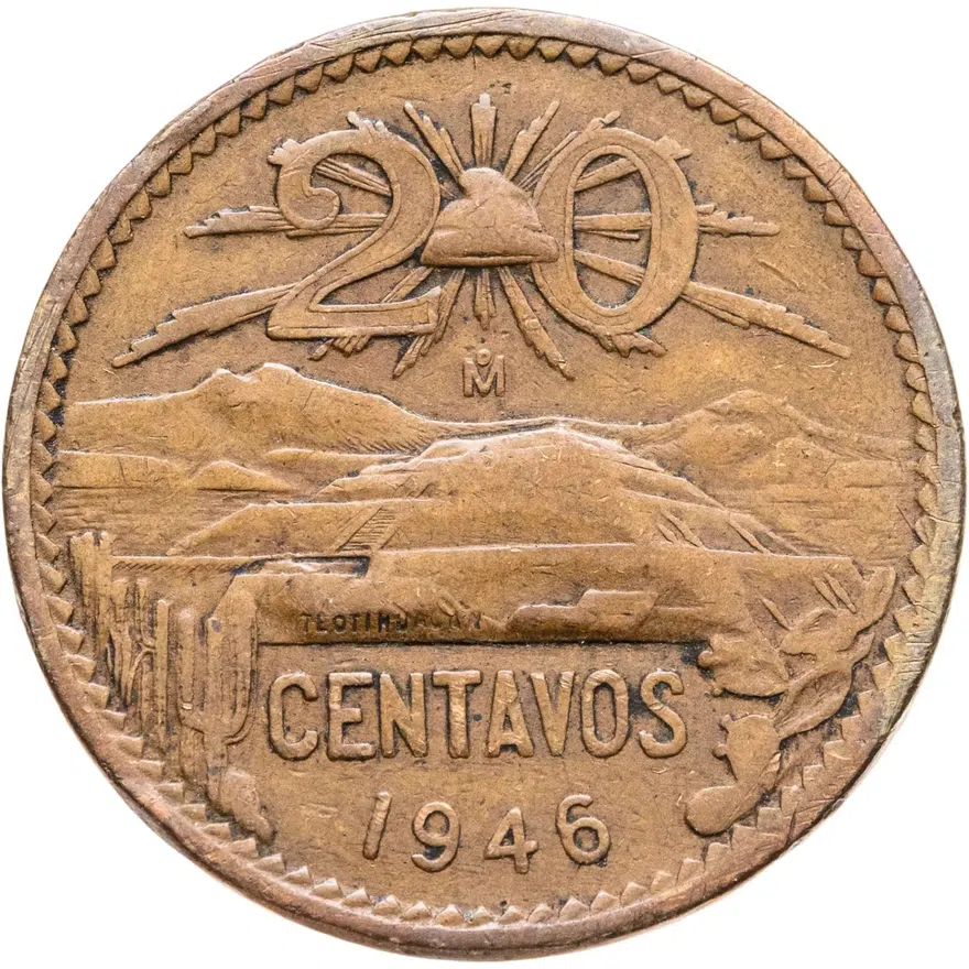 Мексика 20 сентаво (centavos) 1946, реверс