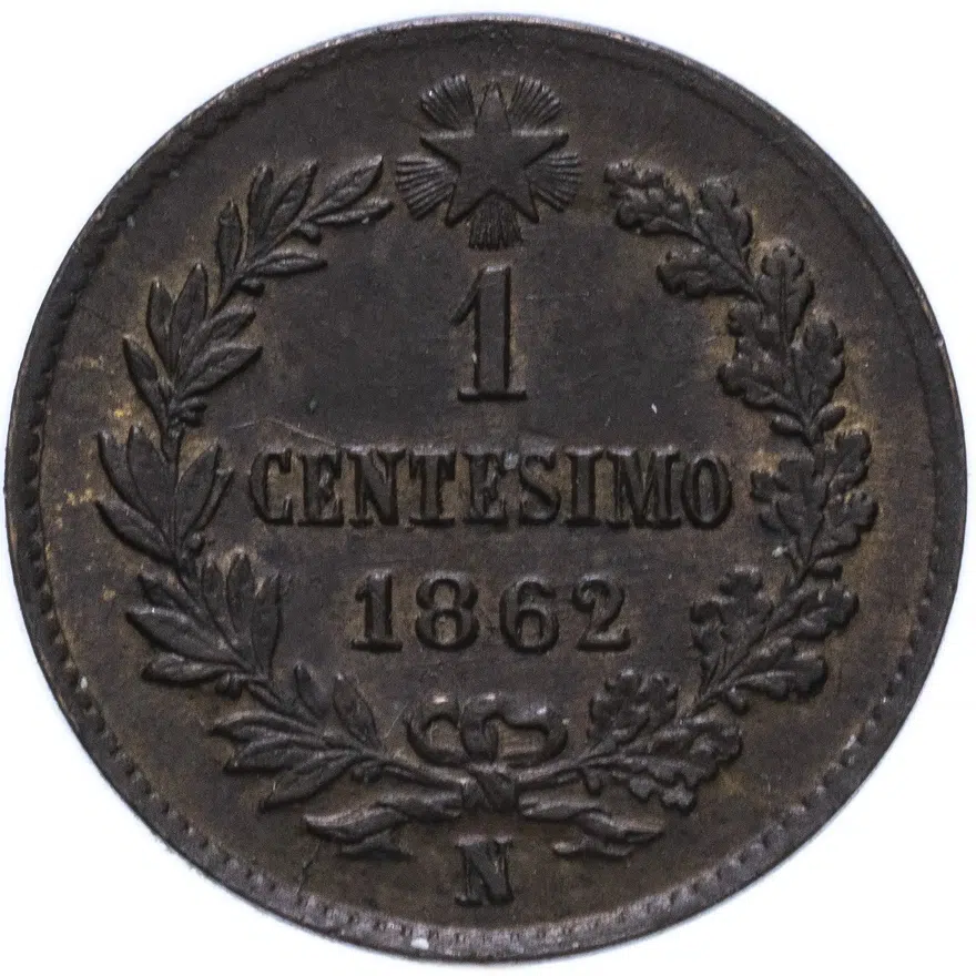 Италия 1 чентезимо (centesimo) 1862, аверс