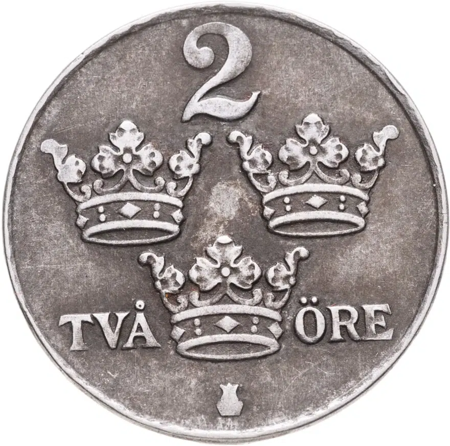 Швеция 2 эре (ore) 1949, реверс
