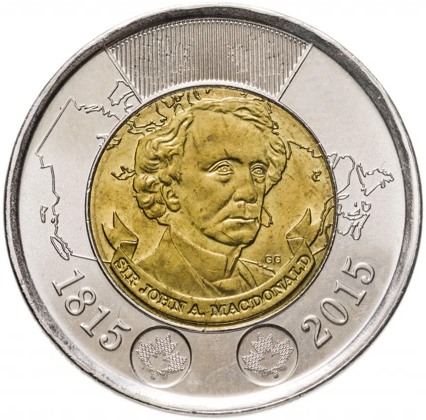Канада 2 доллара (dollars) 2015   200 лет со дня рождения Джона Макдональда