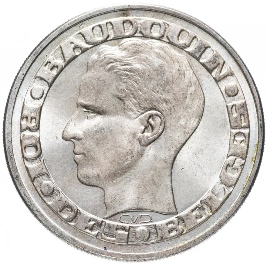 Бельгия 50 франков (francs) 1958 "Международная выставка Экспо 1958 в Брюсселе", надпись на французском "DES BELGES", реверс