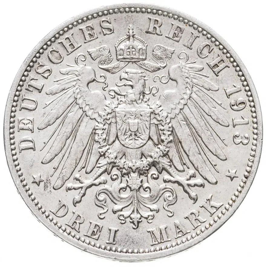 Германия (Империя) 3 марки (mark) 1913, реверс