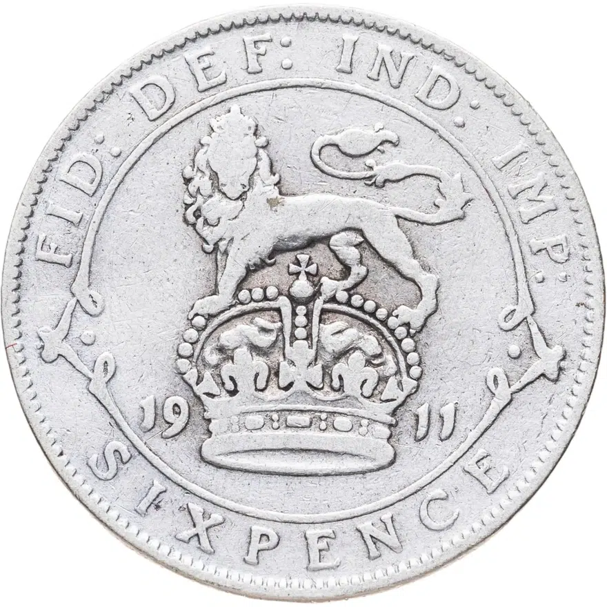 Великобритания 6 пенсов (pence) 1911, аверс