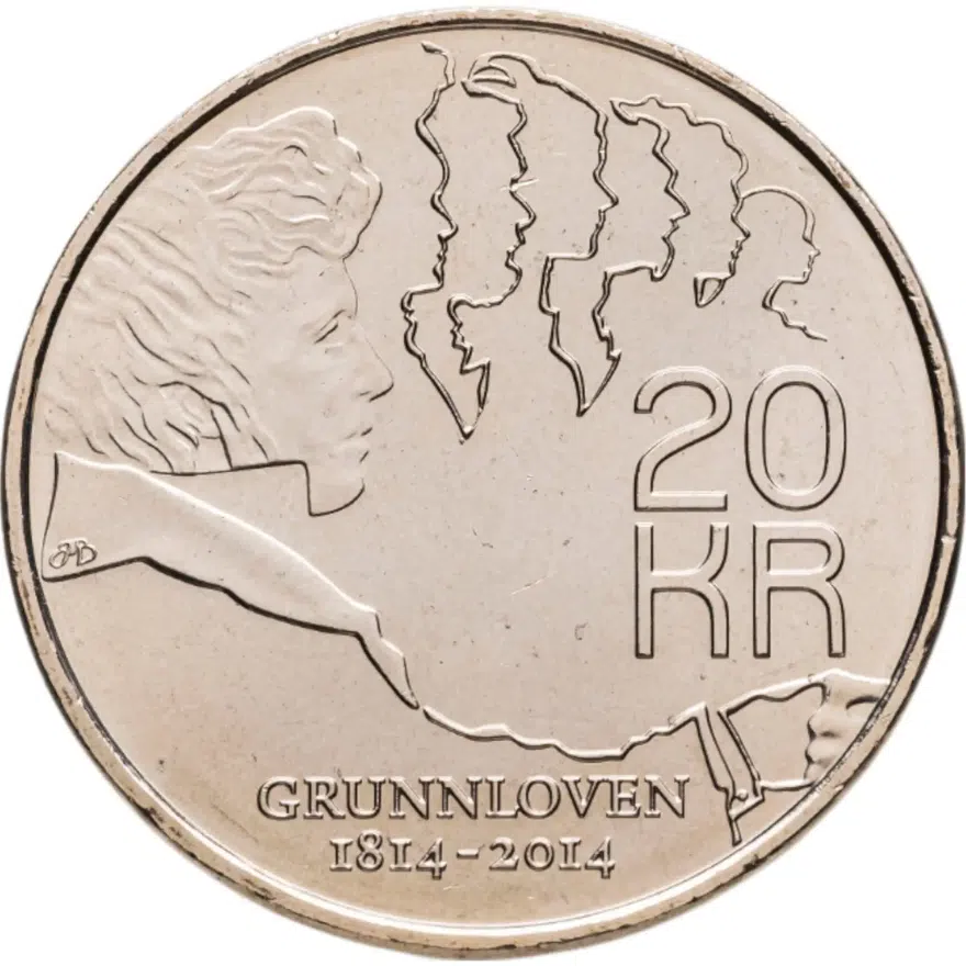 Норвегия 20 крон (kroner) 2014  200 лет Конституции
