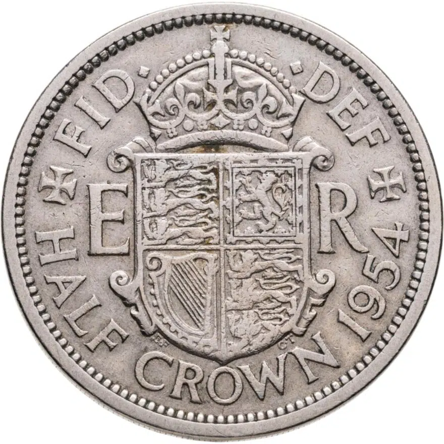 Великобритания 1/2 кроны (crown) 1954, аверс
