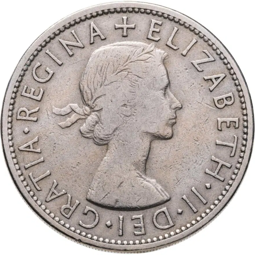 Великобритания 1/2 кроны (crown) 1954, реверс