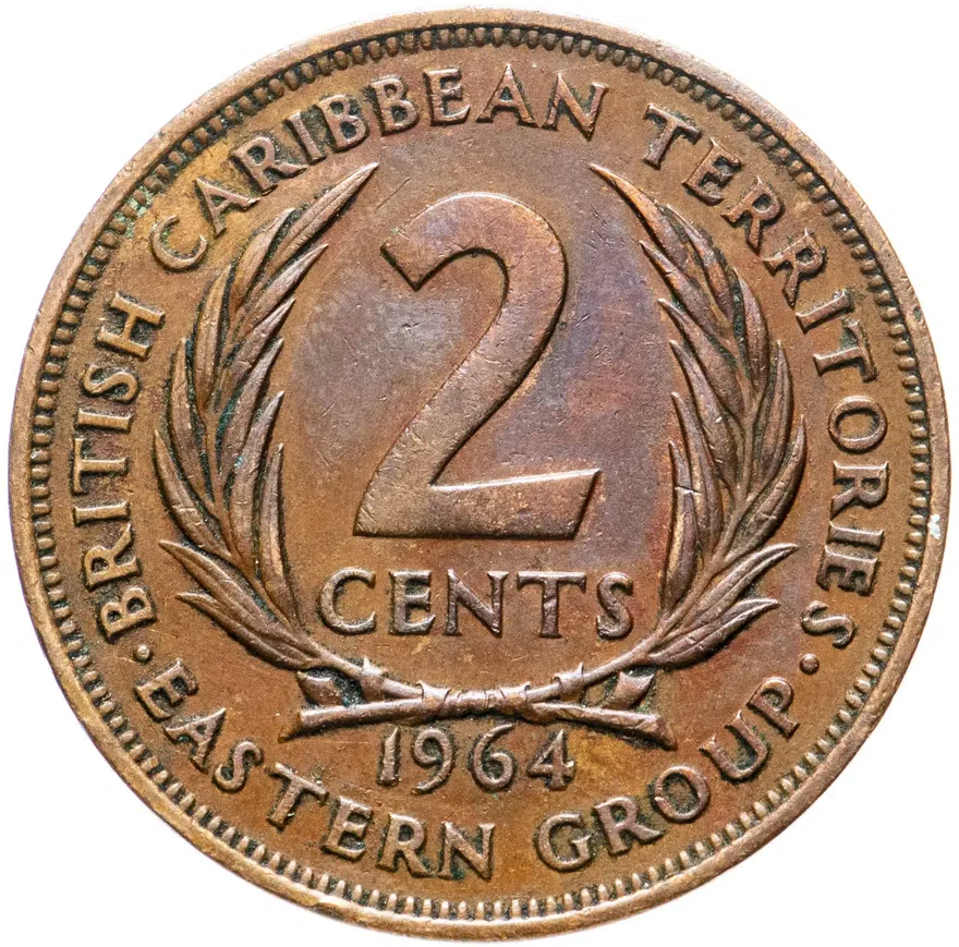 Восточные Карибы 2 цента (cents) 1964, реверс