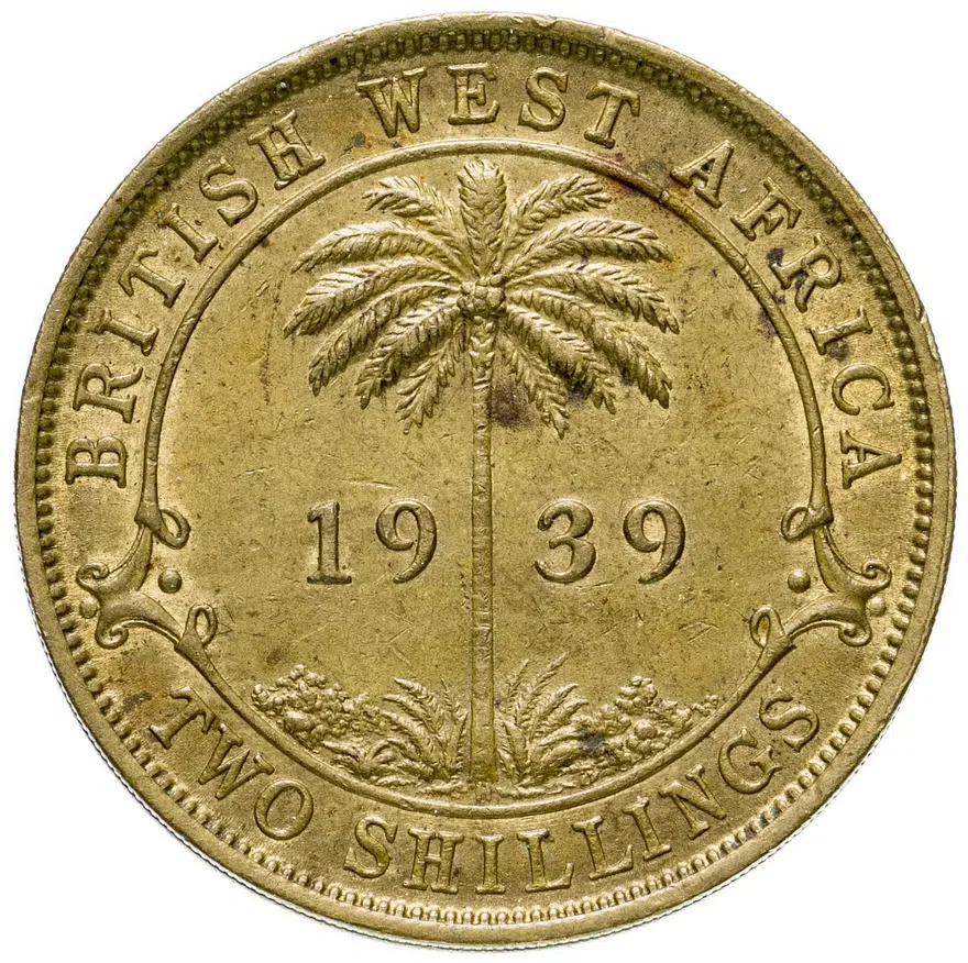 Британская Западная Африка 2 шиллинга (shillings) 1939, аверс