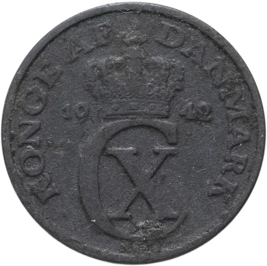 Дания 1 эре (ore) 1942, реверс