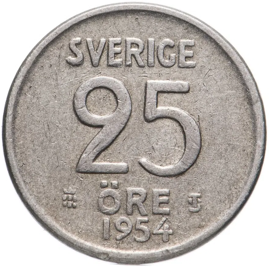 Швеция 25 эре (ore) 1954